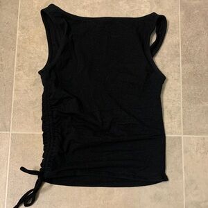 Wild Fable Black Ruched Tie Front Tank Top